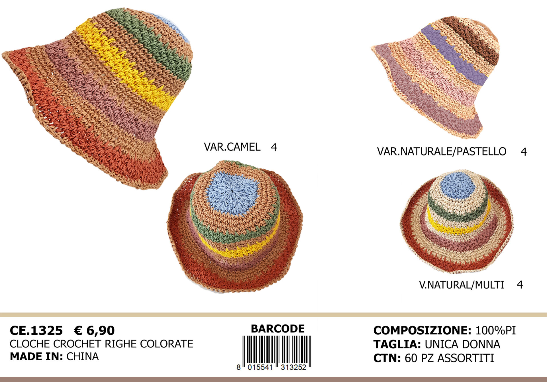 cloche crochet righe colorate