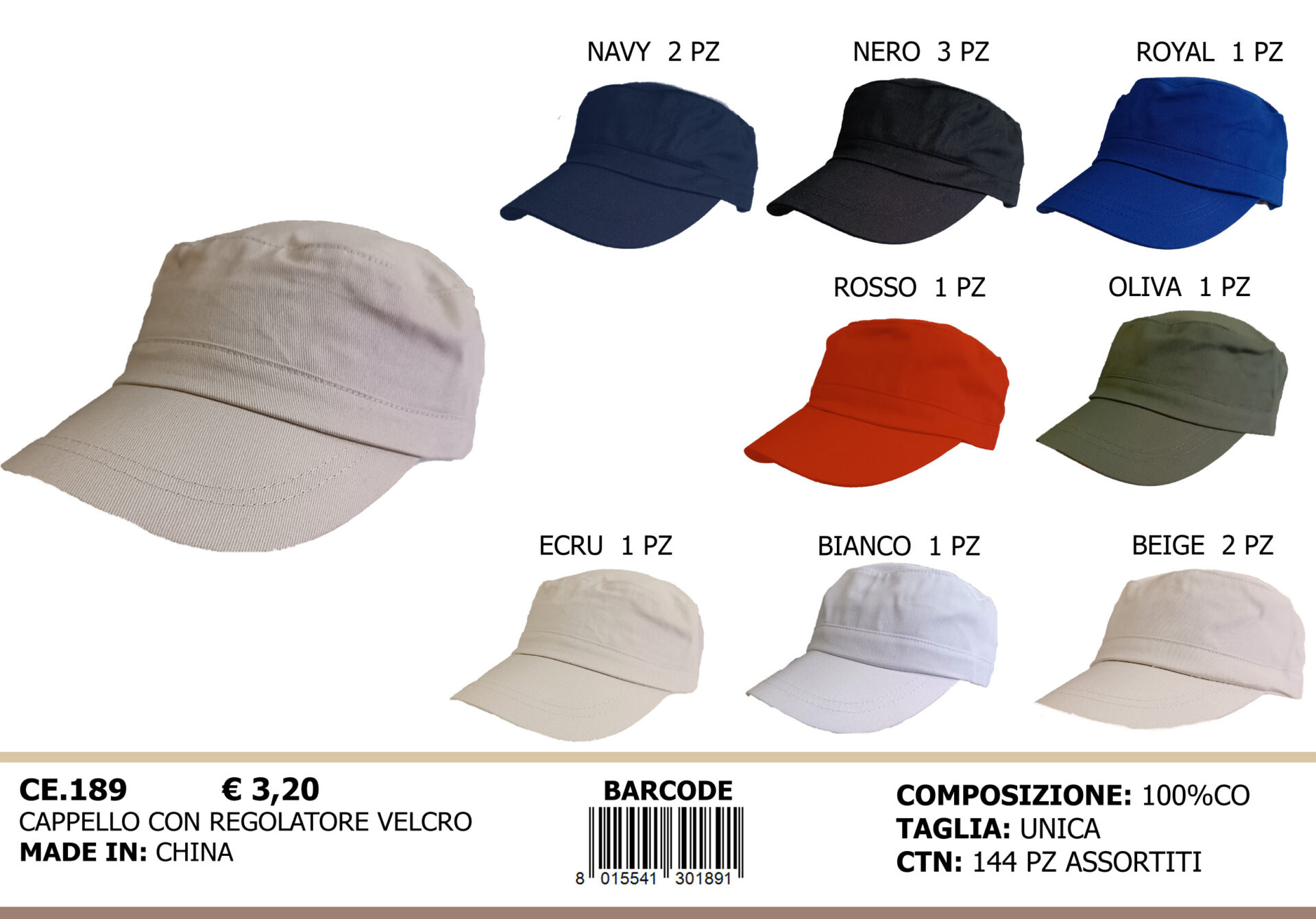 cappello con regolatore velcro