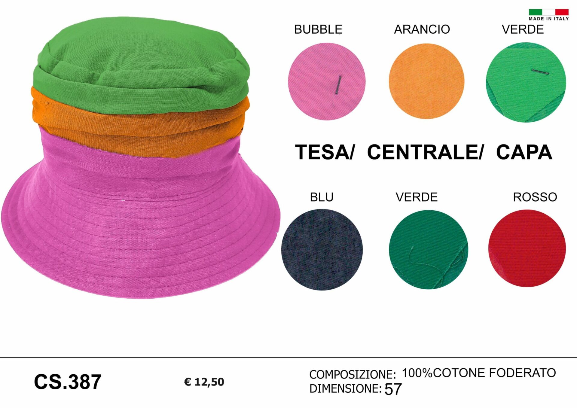 cloche cotone tesa larga made in italy