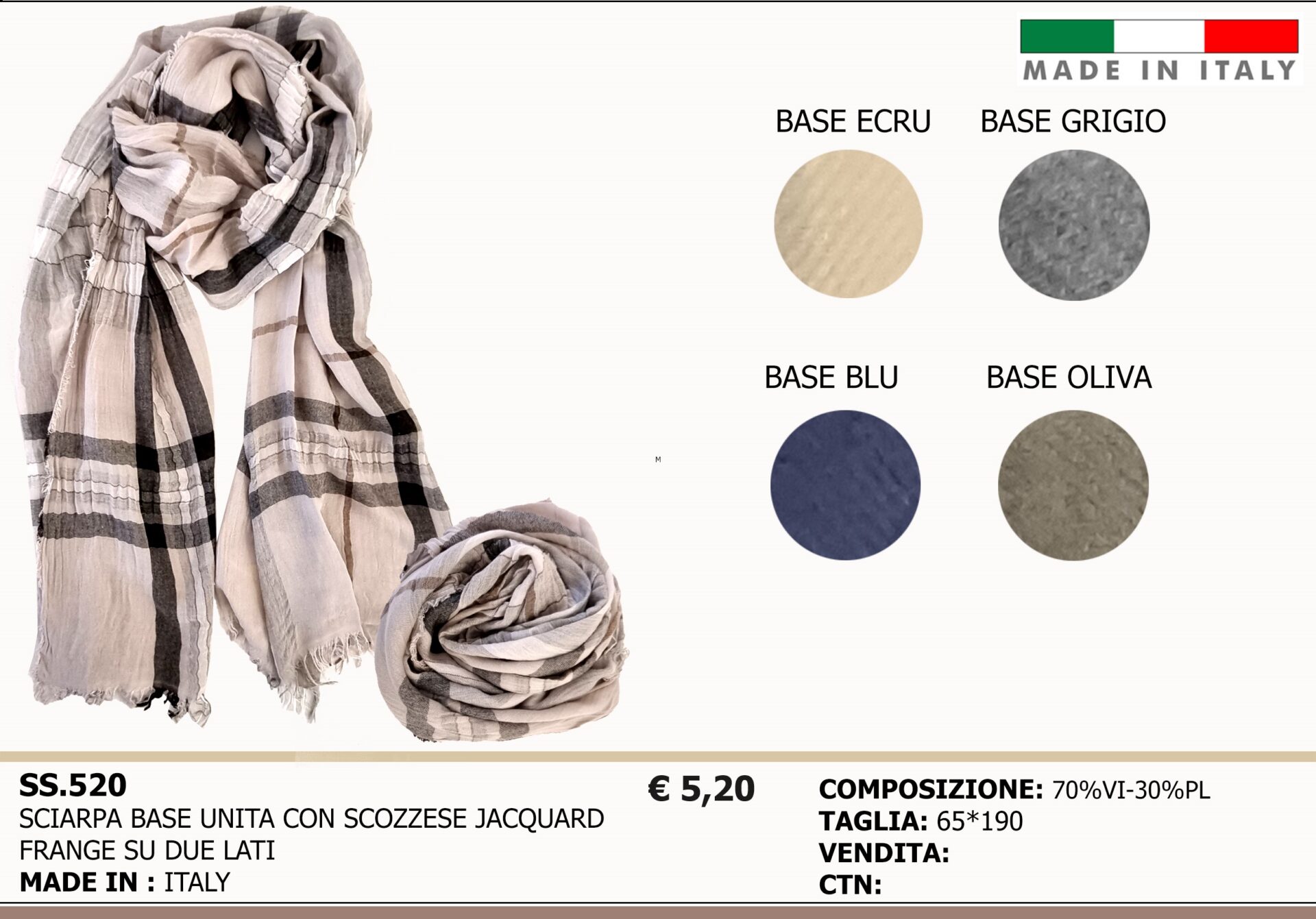 Sciarpa base unita con scozzese jacquard frange su due lati